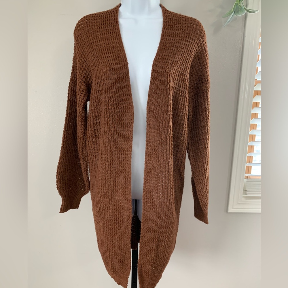 SHEIN Women's Brown Open-Front Cardigan